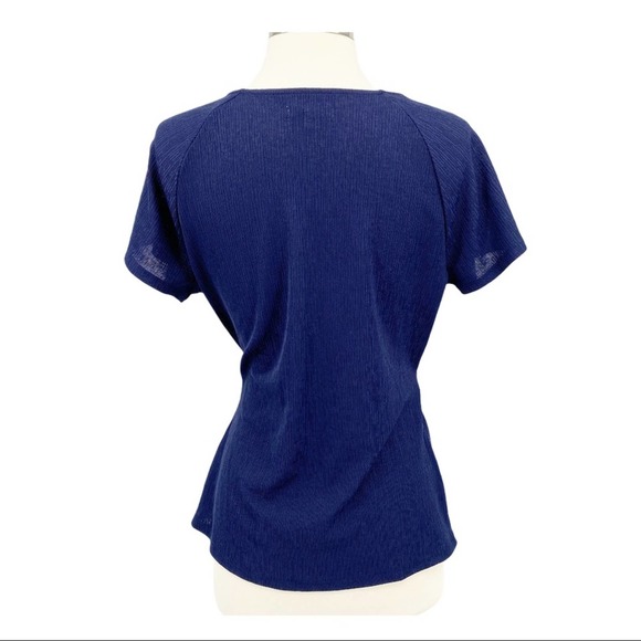 14th & Union Textured Faux Wrap Short Sleeve Blouse - Picture 2 of 7